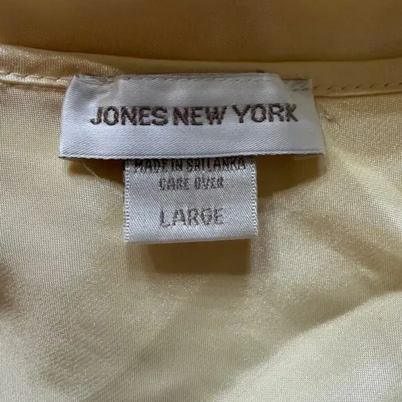 Jones New York Satin Sleep Shirt Nightgown Size Large Cream Yellow Cap Sleeve - Picture 4 of 11